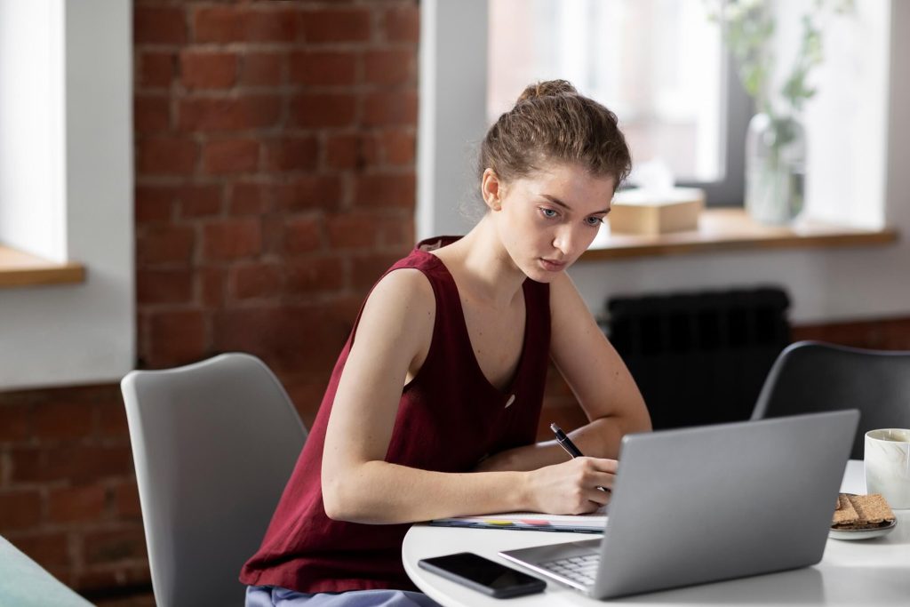 woman completing alaska divorce papers online